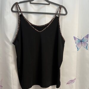 SHEIN Black Cami with Leopard-Print Trim 2X